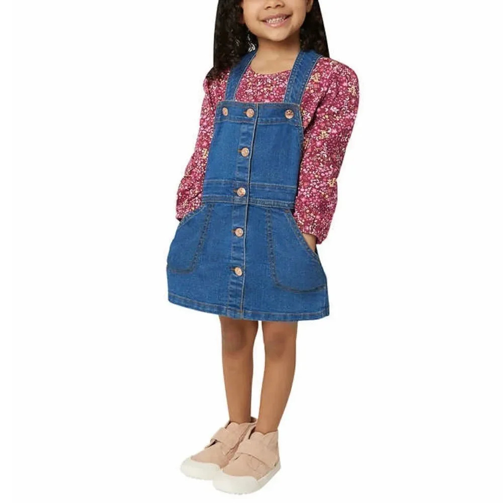 #5 BCBG Girls Kids' 2-piece Button Down Jean Skirt Jumper Set Floral Shi…